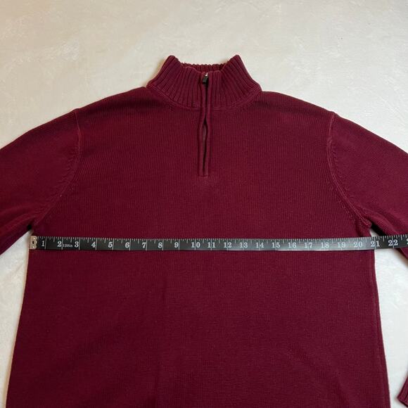 Eddie Bauer Men's Quarter Zip Pullover Cotton Knit Sweater Size Medium Academia - Picture 6 of 7